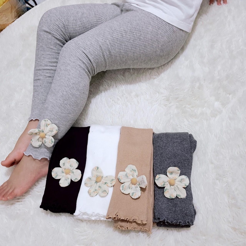 Quần tất len mùa đông, quần legging len không bàn đính hoa cho bé gái (7-20kg)