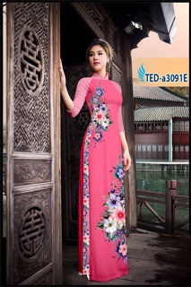 Vải áo dài in 3D hoa