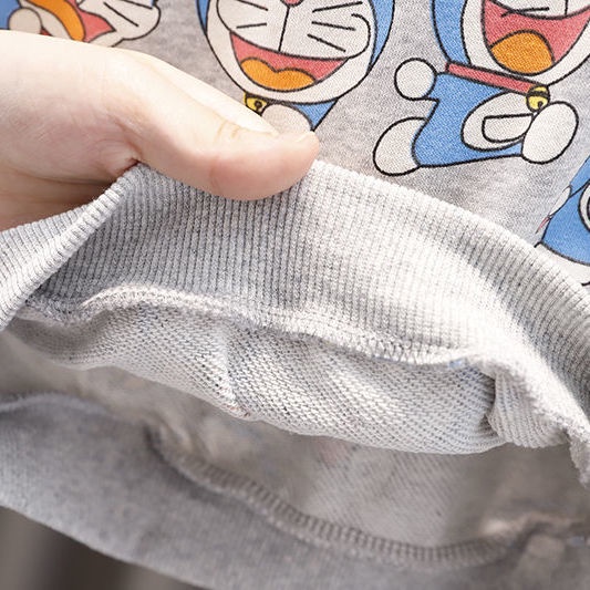 Áo thun tay dài vải cotton in hoạt hình Doraemon dễ thương cho bé trai