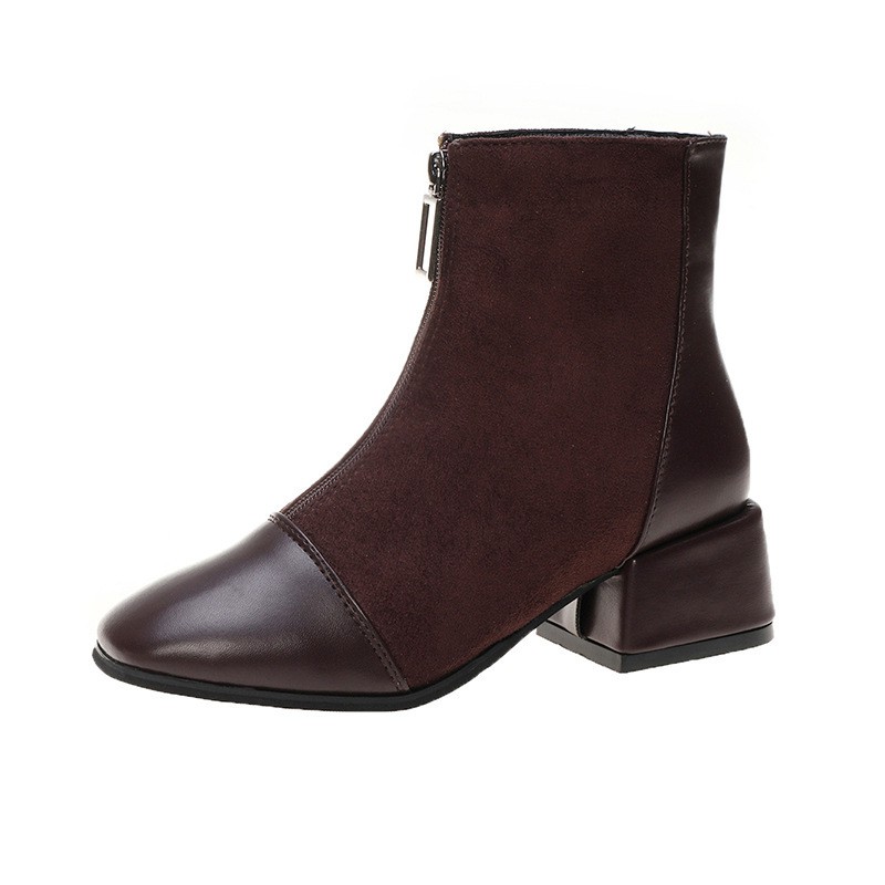 Giày boots Martin có khóa kéo phía trước phong cách Hàn Quốc cổ điển size lớn 35 ~ 42 | BigBuy360 - bigbuy360.vn