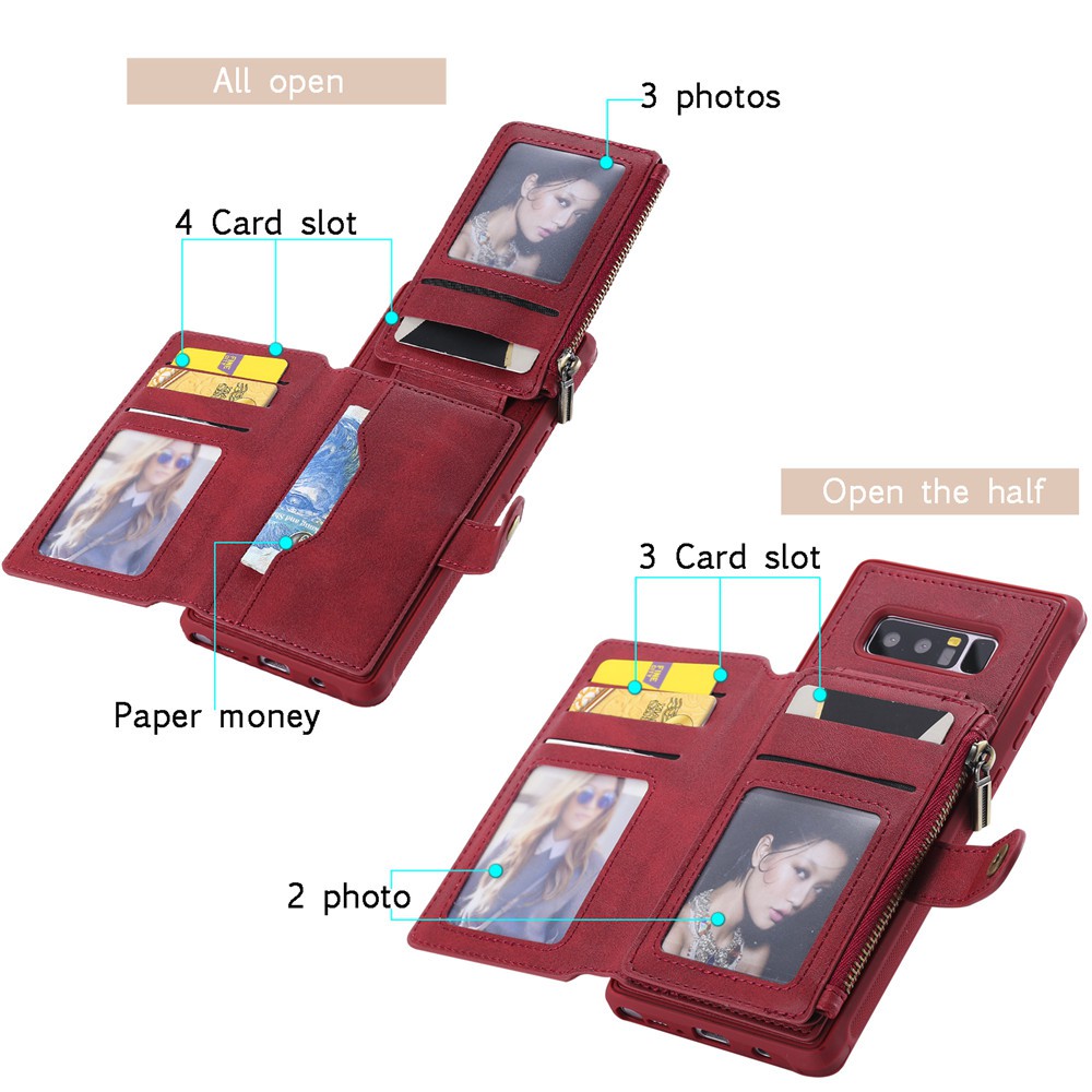 Ốp lưng ví da có khóa kép zipper an toàn chống sốc dành cho Samsung Galaxy Note 8 Note 9 | BigBuy360 - bigbuy360.vn