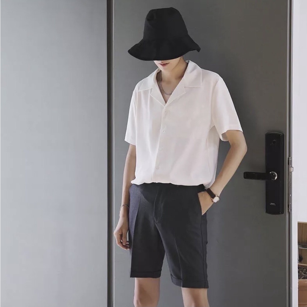 [Loại đẹp - VNXK] Áo sơ mi tay ngắn nam nữ form rộng, sơ mi cộc tay unisex Hàn Quốc, chất vải lụa dãn mịn mát chống nhăn