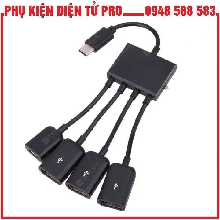 CÁP OTG CHO ĐIỆN THOẠI ANDROID USB TYPE C RA 4 CỔNG