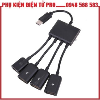 CÁP OTG CHO ĐIỆN THOẠI ANDROID USB TYPE C RA 4 CỔNG