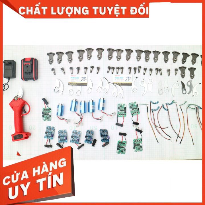Linh Kiện Máy Kéo Cắt Cành Cây Dùng Pin (mạch điều khiển, công tắc, motor, bánh răng, lưỡi kéo...)