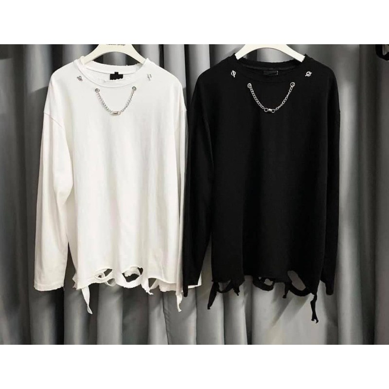 Tay dài rách Unisex kèm chain xích ( có video) | BigBuy360 - bigbuy360.vn