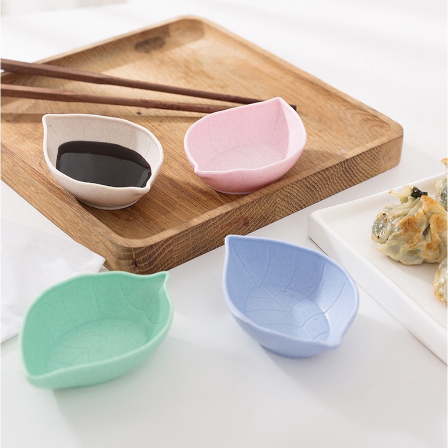 Đĩa Đựng Nước Chấm Hình Chiếc Lá Bằng Chất Liệu Lúa Mạch Thân Thiện Với Môi Trường