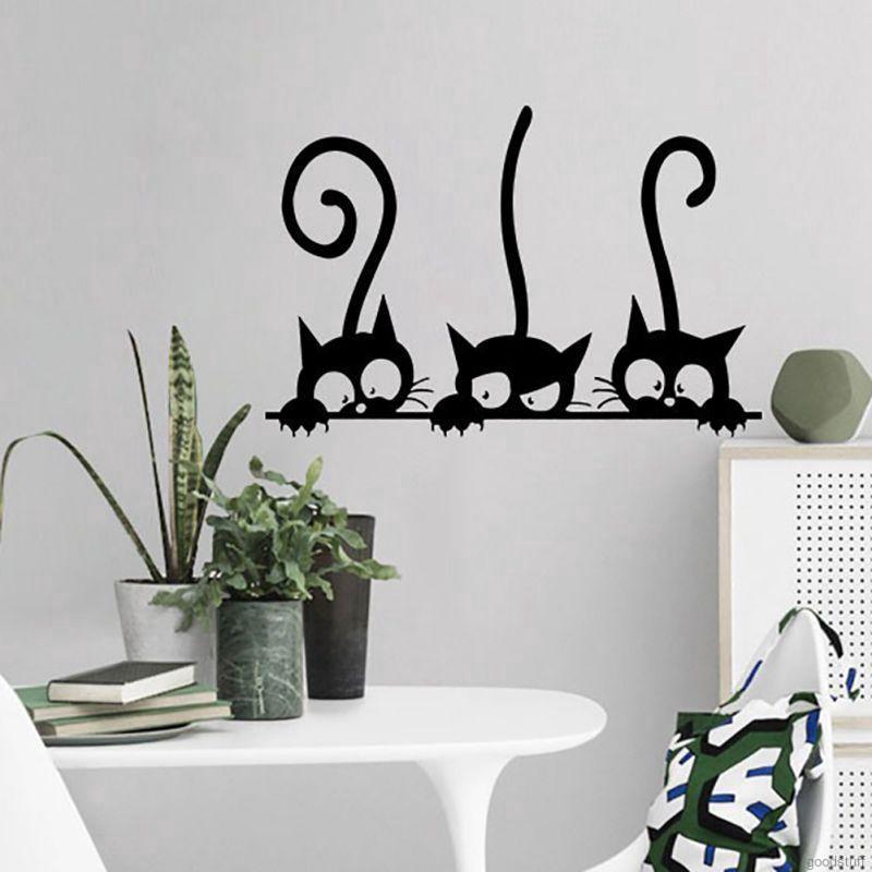 Nhãn dán tường nhà 3D hình chú mèo vui nhộn | BigBuy360 - bigbuy360.vn