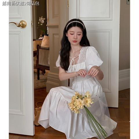 skirt dress page Dresses Dresses women's fashion long skirt long skirt tennis skirt tennis skirt caro skirt❀French lace collar, beautiful young lady s lace, long and thin in the first love, all-match dress