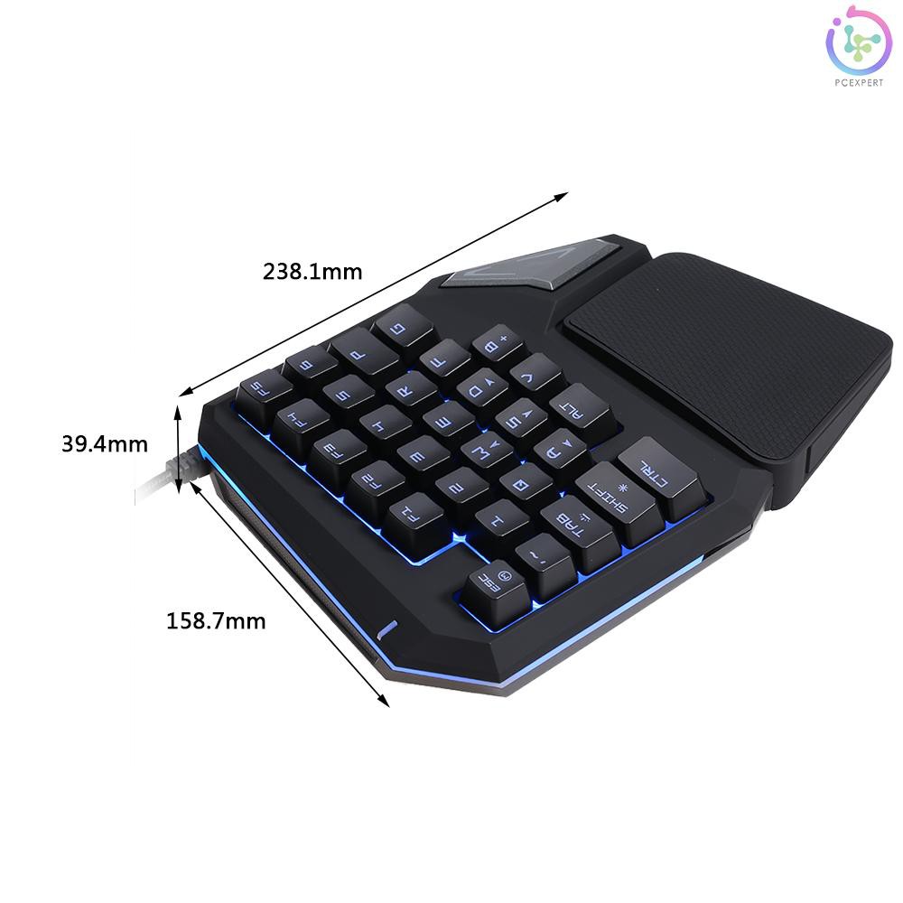 Bàn phím chơi game một tay Delux T9 Pro có dây USB 29 phím đèn nền LED