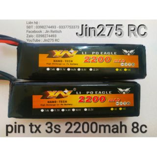 Pin điều khiển 3s 11,1v 2200mah 8c dùng cho tay điều khiển  AT9,AT10,Devo7 ( pin tx )