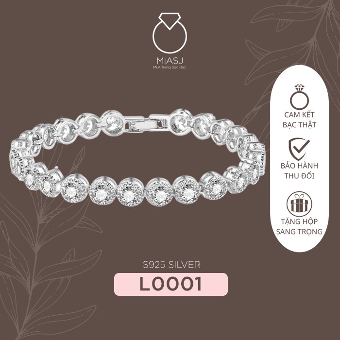 Lắc tay nữ đi tiệc Bạc Ý S925 đính đá xoàng cao cấp miễn phí xi kim bảo hành thu đổi L0001 | MiASJ Mi.A Trang sức bạc