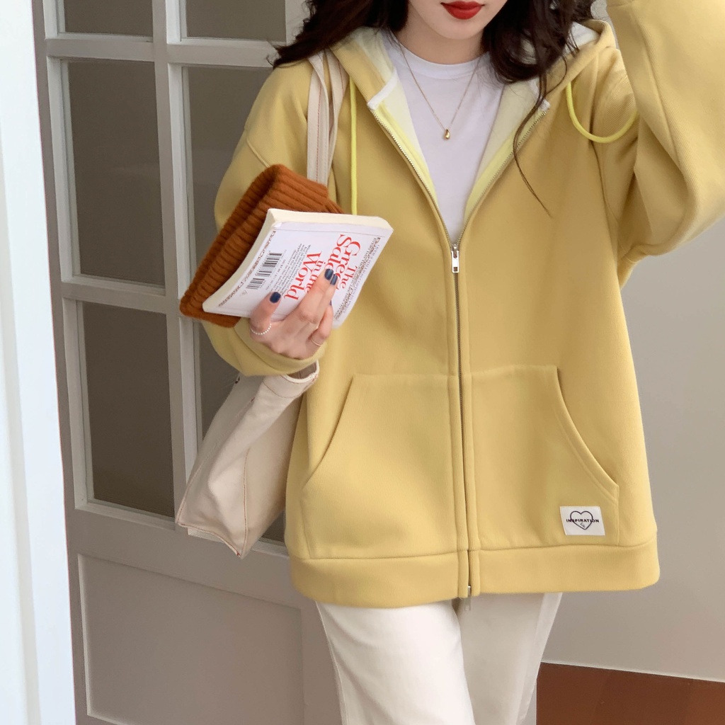 Áo khoác hoodie tay dài dáng rộng thời trang 46457