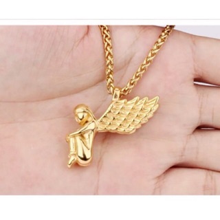 (Trang sức Giá Rẻ) Vòng dây đeo cổ thiên thần may mắn đôi cánh nữ thần xinh đẹp vòng cổ vàng hiphop Hàn Quốc