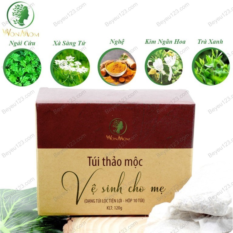 Hộp 10 túi Thảo mộc vệ sinh vùng kín Wonmom cho Mẹ sau sinh 120g - Việt Nam