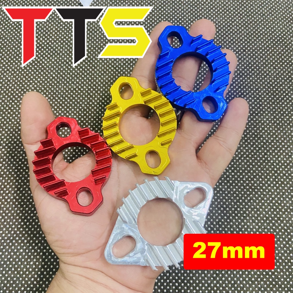 Khâu tản nhiệt, lông đền cổ pô chất liệu nhôm CNC cổ pô titan phi 27mm xe WAVE, DREAM, VARIO, FU LED