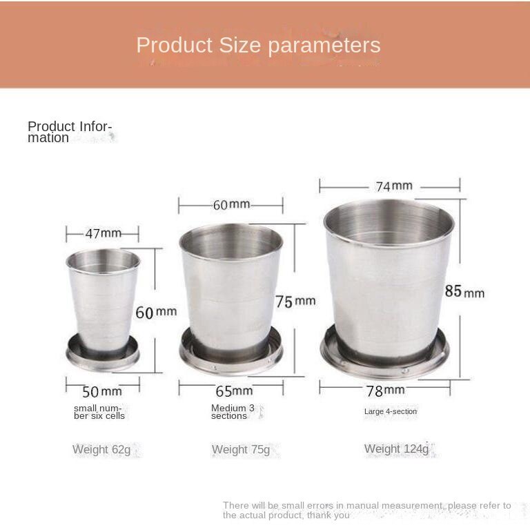 Hàng Có Sẵn Cốc Uống Nước Inox 304 Có Thể Gấp Gọn Tiện Dụng