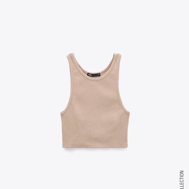 (Sẵn) Áo croptop 3 lỗ thun gân zara auth