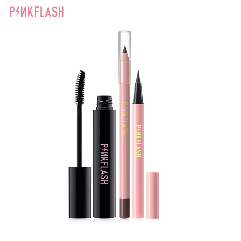 Bộ Bút Kẻ Mắt Và Mascara + Bút Kẻ Mắt Màu Đen Không Thấm Nước PINKFLASH
