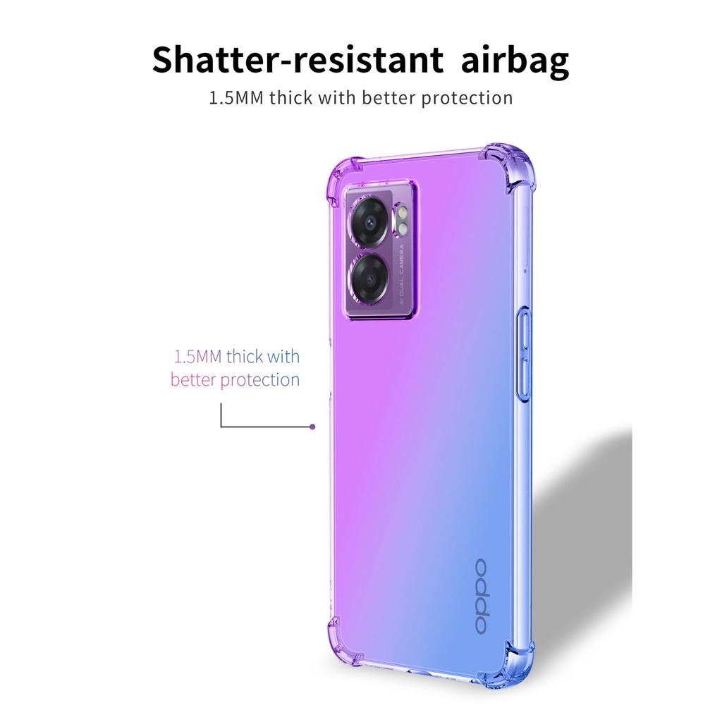 Ốp Điện Thoại Tpu Dẻo Trong Suốt Màu Gradient Có Túi Khí Chống Sốc Cho Oppo A57 5G A36 A76 A96 A31 A91 A55S A94 A55 A56