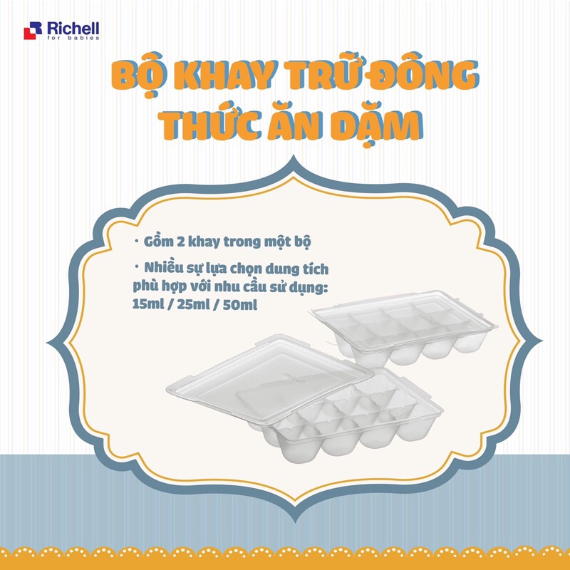 Set 2 Khay Trữ Đông Richell Nhật Bản Cho Bé