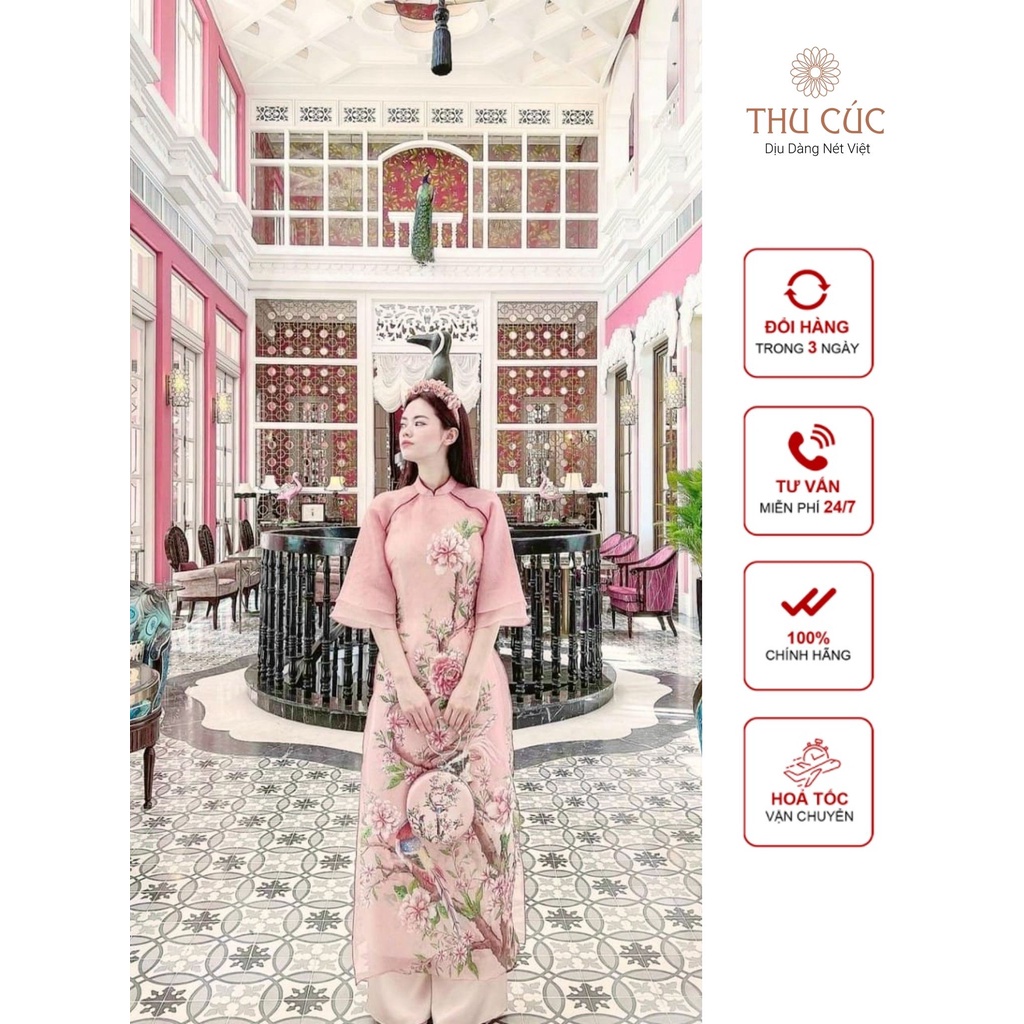 Áo dài cách tân Nguyệt Cát họa tiết đính kết kim sa thủ công tạo điểm nhấn