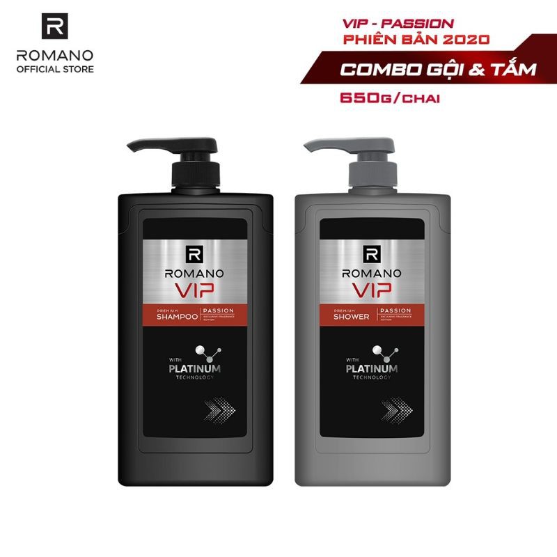 ROMANO - COMBO DẦU GỘI VÀ SỮA TẮM VIP PASSION 650G