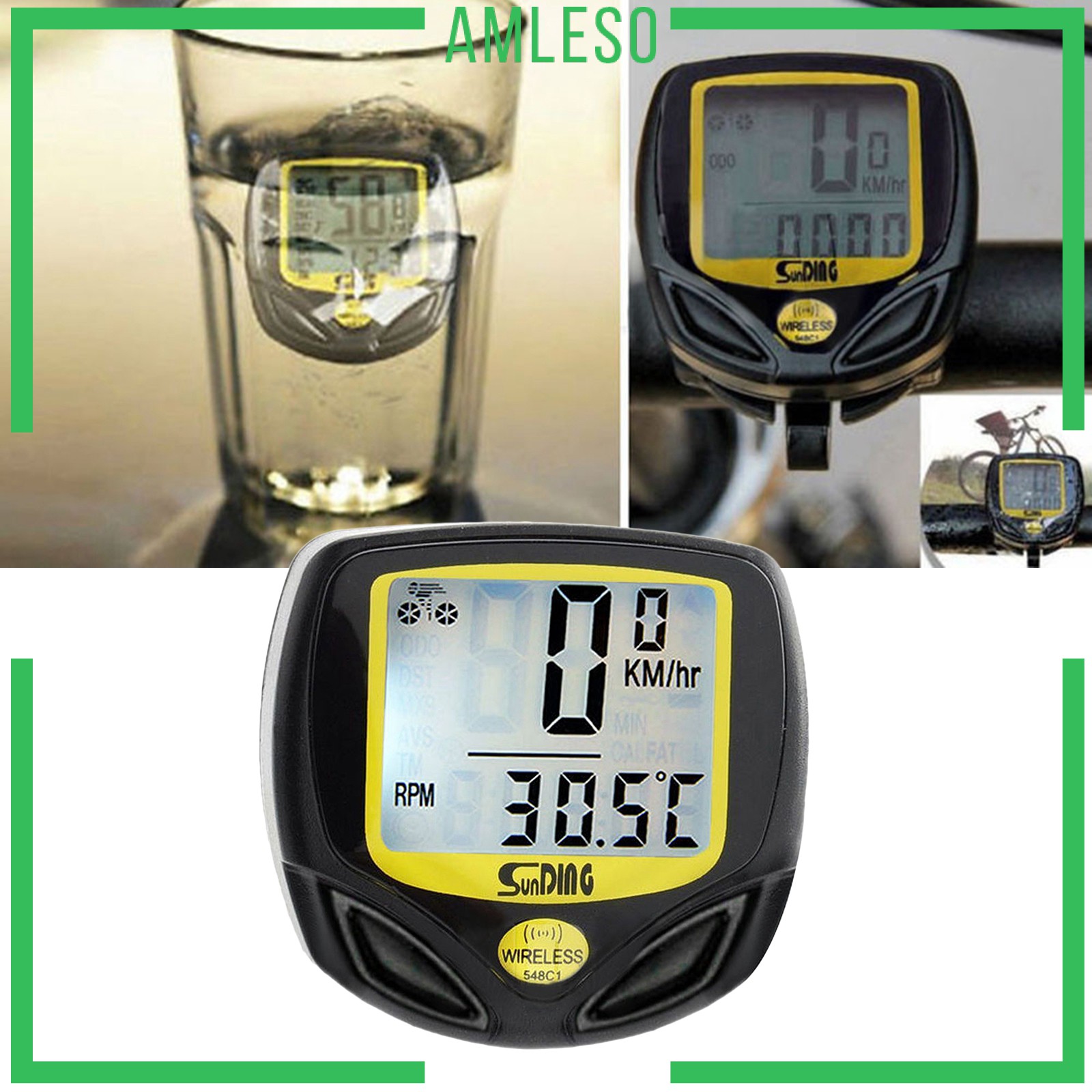 [AMLESO] Wireless Bike LCD Digital Speedometer Tachometer Odometer Gauge Waterproof Meter