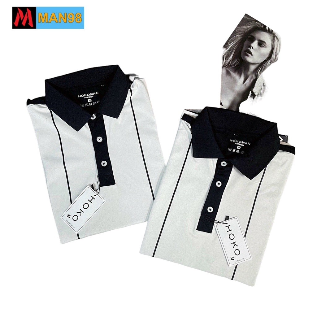 Áo polo nam có cổ 5D phối hoa văn cánh tay cao cấp PL17