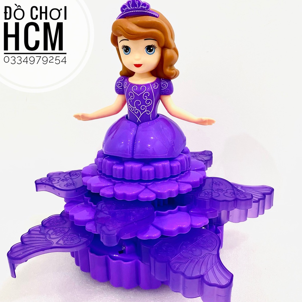 [XOAY 360-NHIỀU MẪU-CLIP] Đồ chơi búp bê công chúa Elsa Anna có đèn nhạc dành cho bé thích hoạt hình Frozen, Bạch tuyết