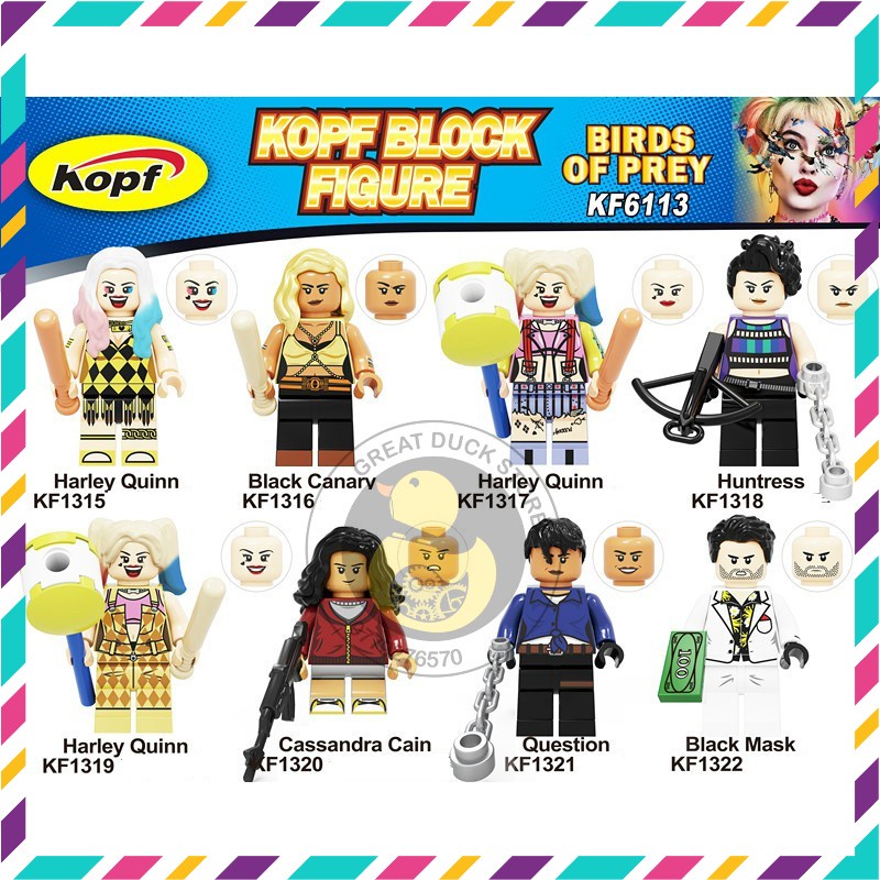 KF6113 Non Lego Minifigures Marvel DC Đồ Chơi Xếp Hình Nhân Vật Harley Quinn Black Canary Black Mask Huntress Question