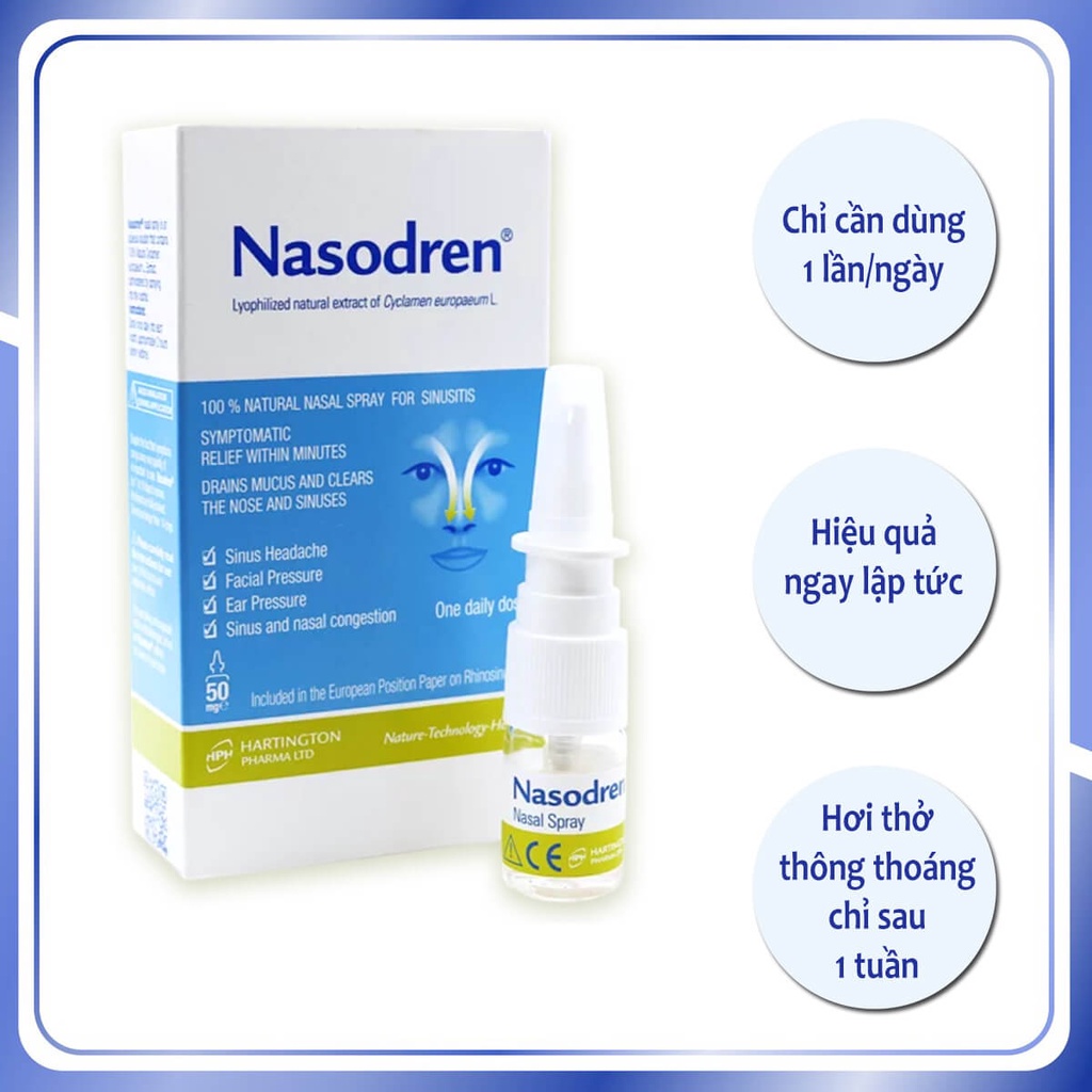 XỊT XOANG TỪ DƯỢC LIỆU NASODREN - CẢI THIỆN NGAY TÌNH TRẠNG NGẠT MŨI, VIÊM MŨI DỊ ỨNG, VIÊM XOANG