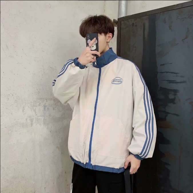 Áo khoác nam thể thao in kẻ sọc phong cách áo khoác gió 2 lớp Hàn Quốc áo khoác bóng chày nam trẻ trung dáng rộng varsity jacket Áo khoác bomber