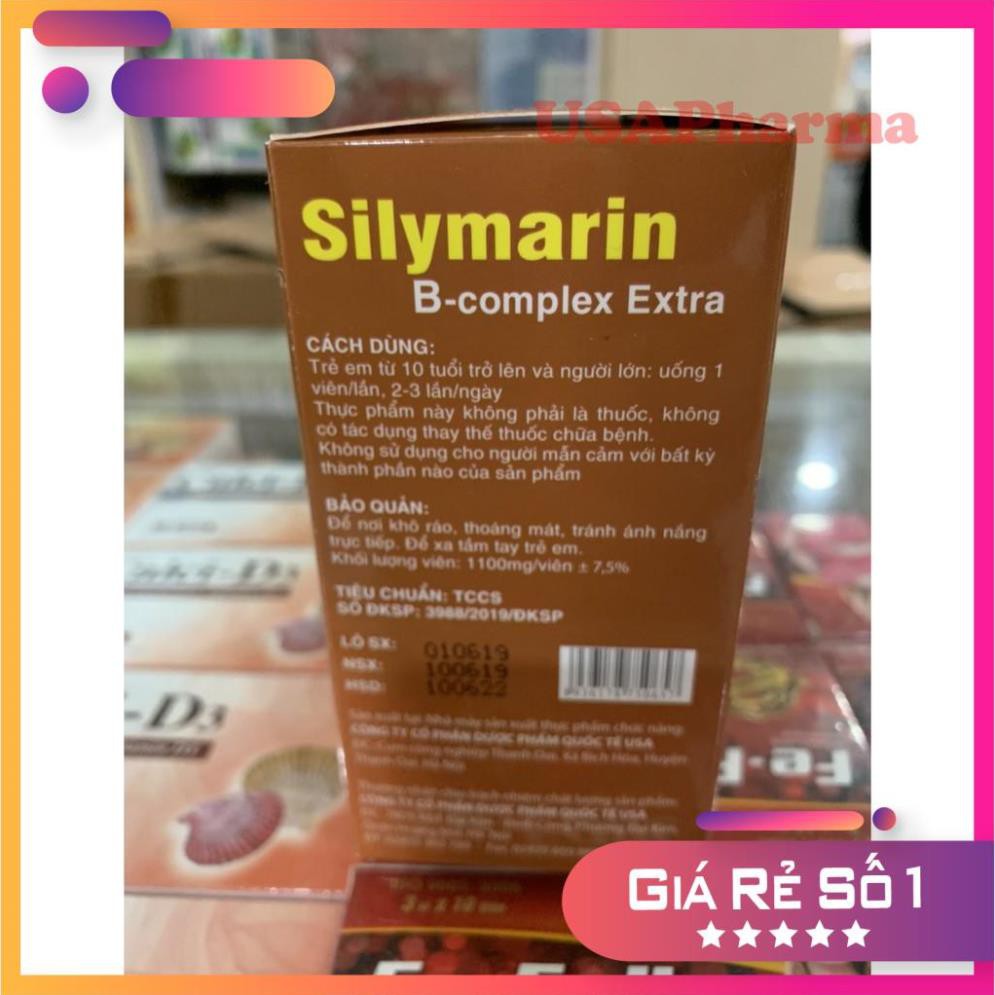 Bổ gan Silymarin B-complex Extra giải độc gan, mát gan - Hộp 100 viên