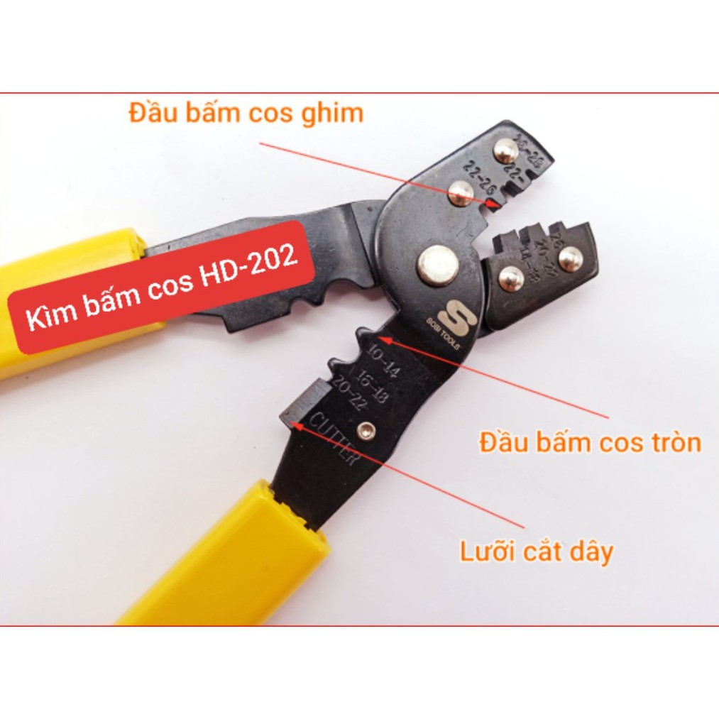 Kìm Bấm Cos HD-202B💦Kìm Cắt Dây Ép Cos HD-202B💦Kìm kẹp cos.