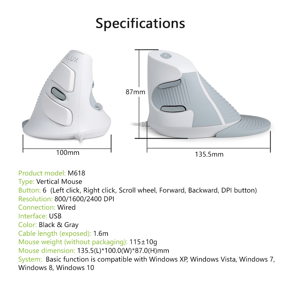 Chuột máy tính có dây DELUX M618BU 6 nút bấm cao cấp