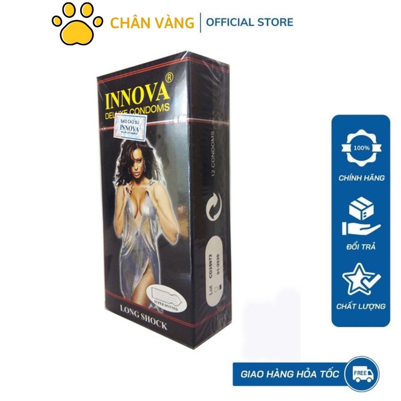 Combo 2 Hộp Bao Cao Su Innova Vàng Và 1 Hộp Innova Đen Gân Gai Kéo Dài Thời Gian - Chân Vàng Shop