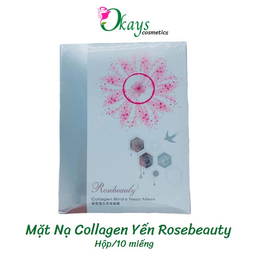 Mặt nạ mask dưỡng da collagen yến tươi rose beauty OK044,dưỡng trắng, chống lão hoá cho da- Okays