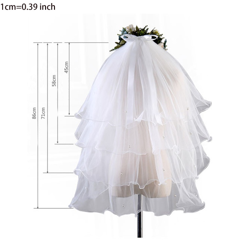Mạng Che Mặt Cho Cô Dâu 4 Tầng Dài 33 9 Inches