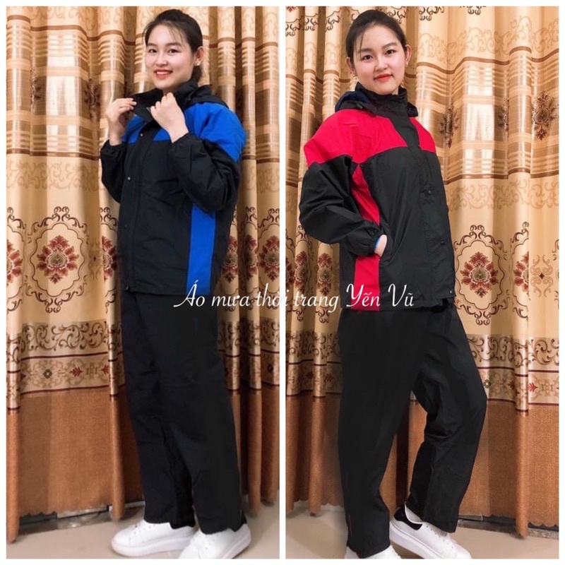 VC02_MŨ RỜI Bộ Quần Áo Mưa 2 Lớp Chống Thấm 100%, Dành Cho Nam Nữ Đi Phượt Xe Máy, Đi Chơi