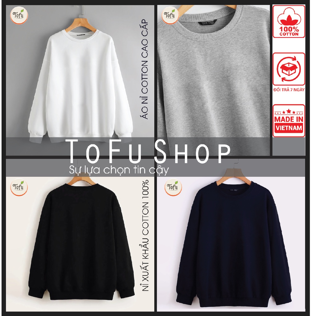 Áo Sweater nỉ cổ tròn, không in - Áo thu đông - Đôi Nam nữ phong cách Hàn Quốc