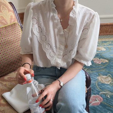 Áo kiểu thời trang cổ chữ V đáng yêu  dành cho nữ