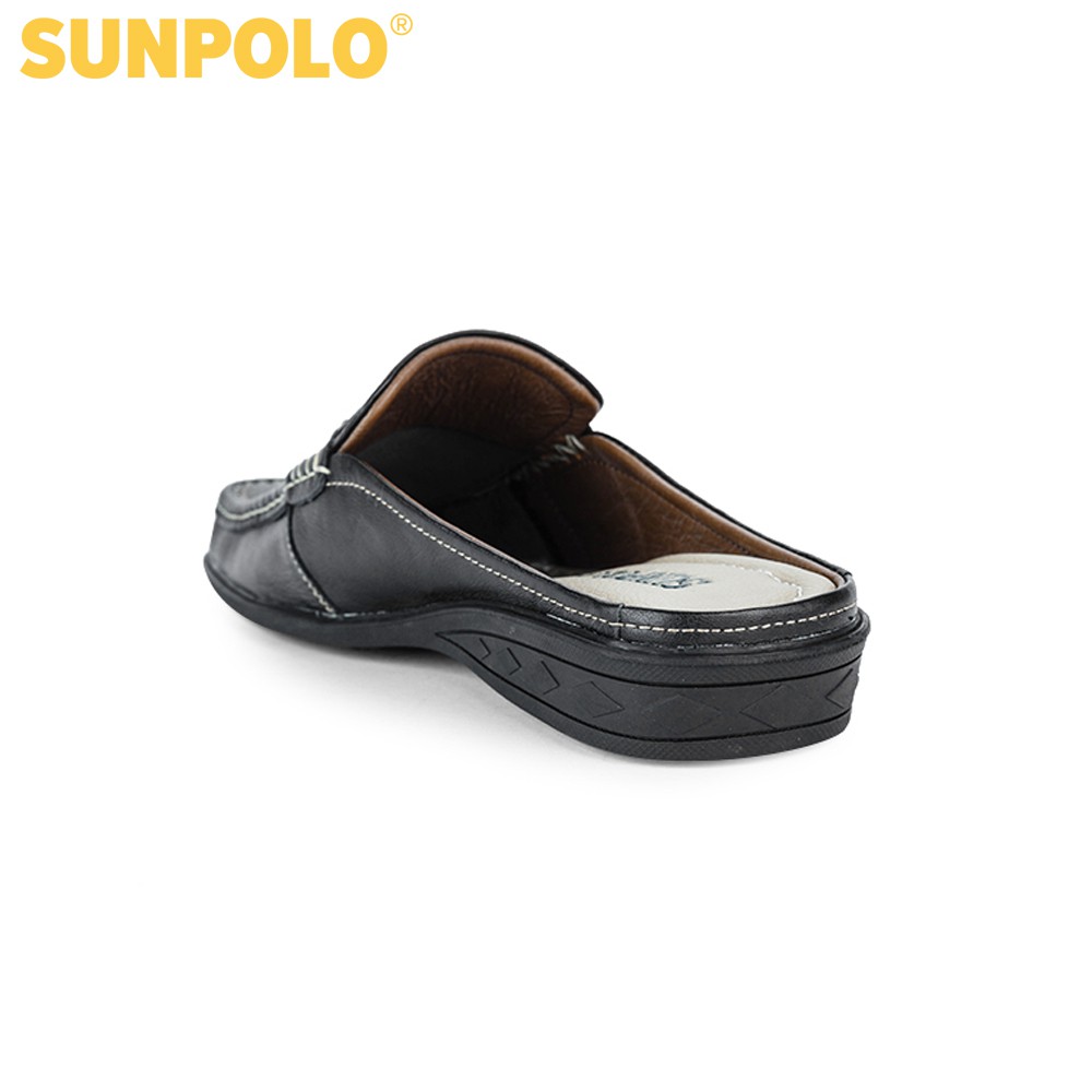Giày sục dép nam Da bò cao cấp SUNPOLO đi làm công sở, đi chơi Màu Đen/Nâu - SUSP002DN