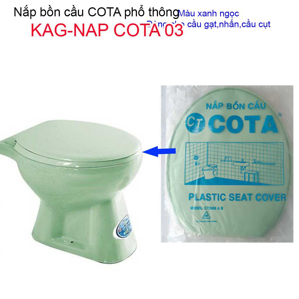 Nắp đậy bàn cầu Cota, Nắp bồn cầu phổ thông màu xanh ngọc giá sỉ KAG-NAP Cota03