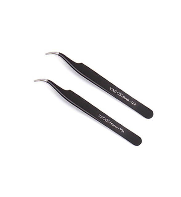 Vacosi - Nhíp nối mi cong đen Curved Tweezers - T04
