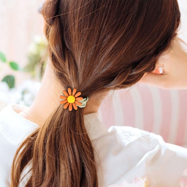 Dây Thun Buộc Tóc Đính Gắn Hoa Cúc Thời Trang Dễ Thương