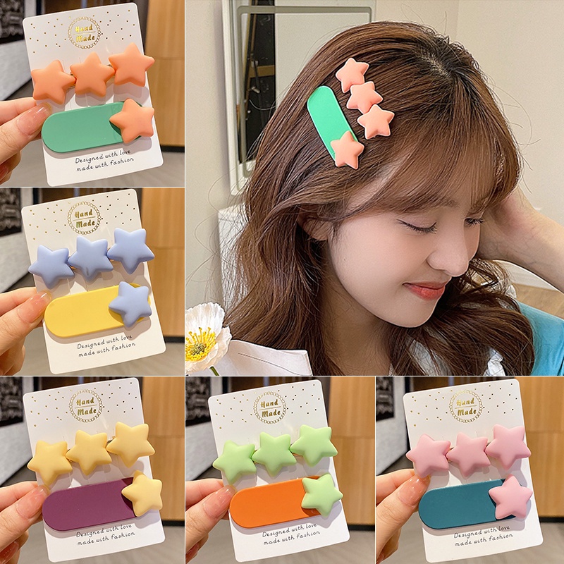 Set 2 kẹp tóc màu sắc ngọt ngào xinh xắn dành cho bé gái