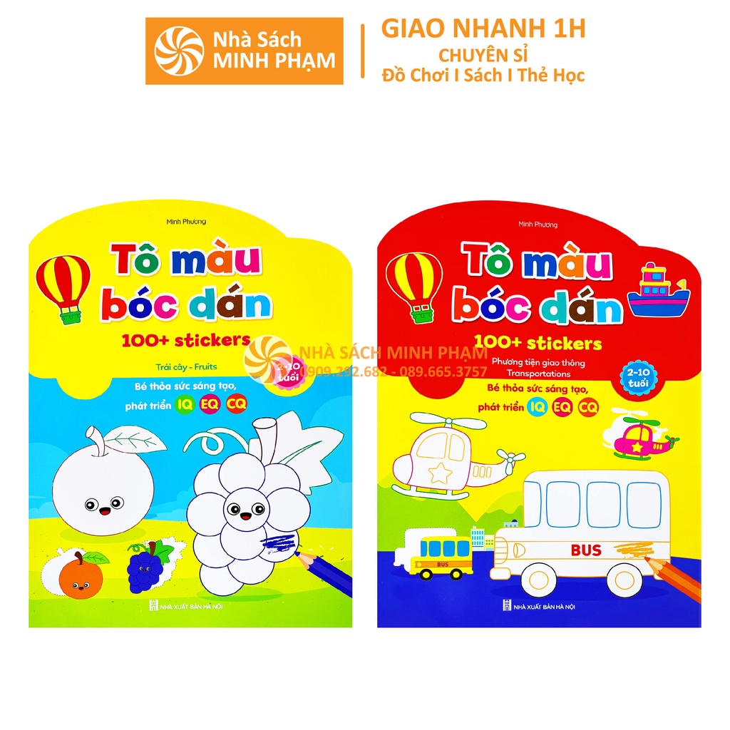 Sách - Bộ 6c Tô Màu Bóc Dán 100+ Stickers - Song Ngữ Anh Việt