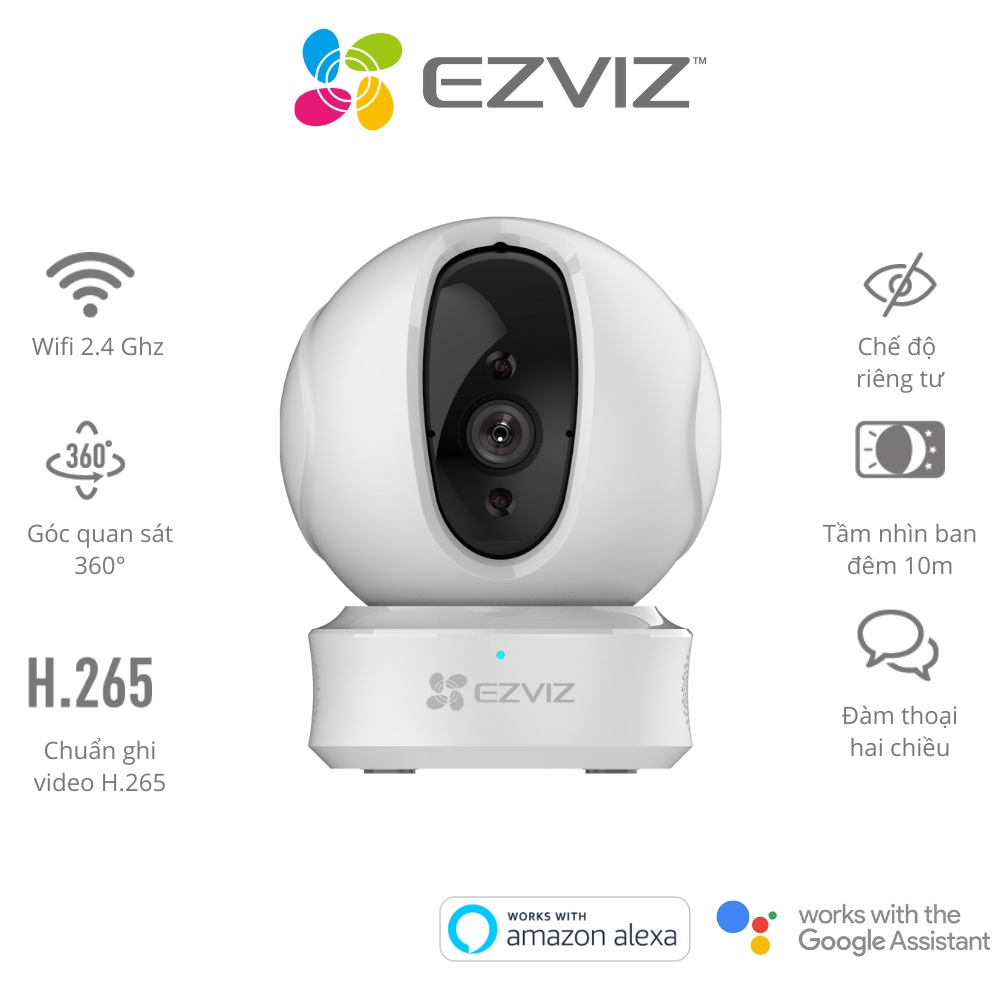 Camera EZVIZ C6CN H.265, wifi, quay quét trong nhà 360 độ, độ phân giải 1080p