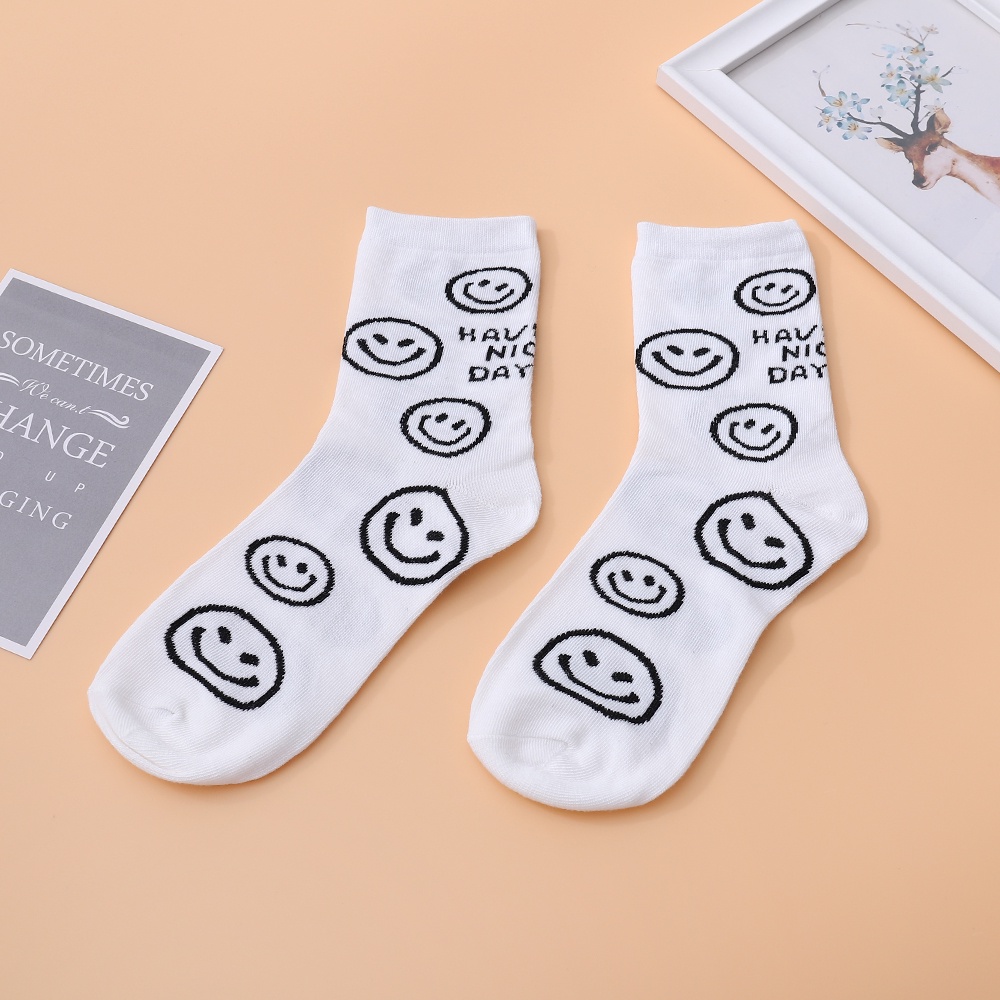 Vớ Nữ In Hình Mặt Cười Dễ Thương Phong Cách Hàn Quốc